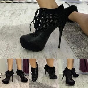 Qupid Black Lace-Up Women's Boots